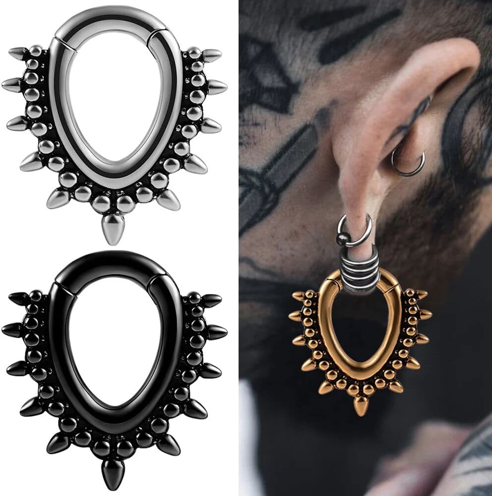 NONE Vanku 2pc Water drops Ear Hanger Weights For Stretched Ear Lobe Stainless Steel Ear Gauges Ear Plugs Tunnels Body Jewelry