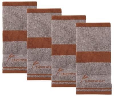 Unique Ear of Wheat Stripe Cotton Hand Towel 13 x 29 Inches Soft Absorbent