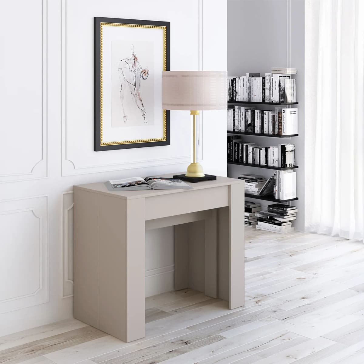 garneroarredamenti Tavolo consolle allungabile 52/238cm moderno nobilitato beige cashmere Virginia