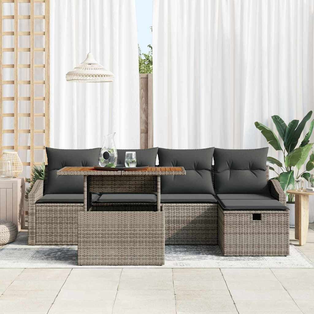 vidaXL Ensemble de canapé de jardin 6 pc Gris polyrotin