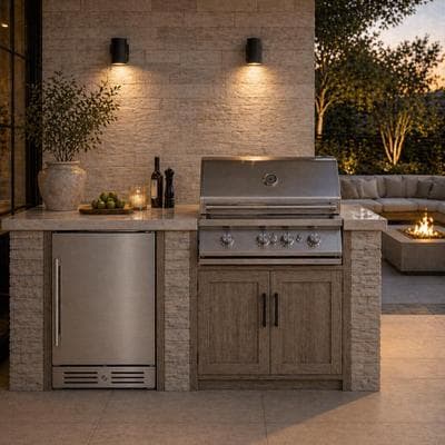 "Yeego 23.4"" Indoor/ Outdoor Beverage Refrigerator, 140-Can Built-In Cooler for Patio, Kitchen and Home Bar"