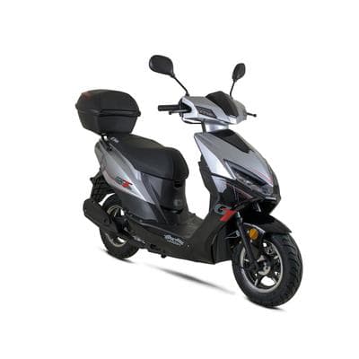 Motorroller GT UNION "Sonic X 25", silber (silberfarben, schwarz, schwarz), Motorroller, mit Topcase, 25 km/h, Luftgekühlter Motor, B:68cm H:105cm L:183cm