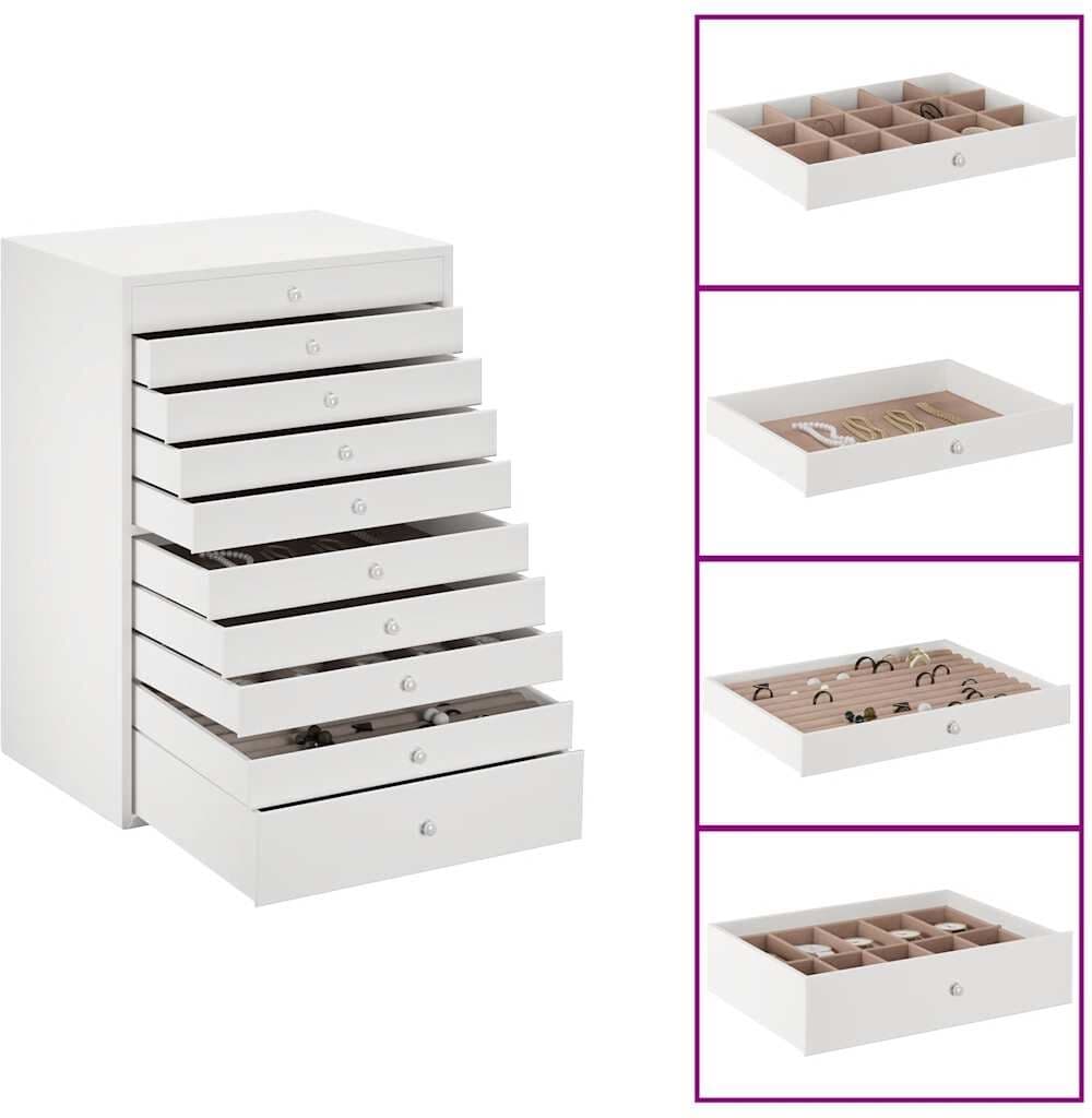 vidaXL Coffret à bijoux 10 niveaux porte-montres blanc 29x20,5x40,5 cm