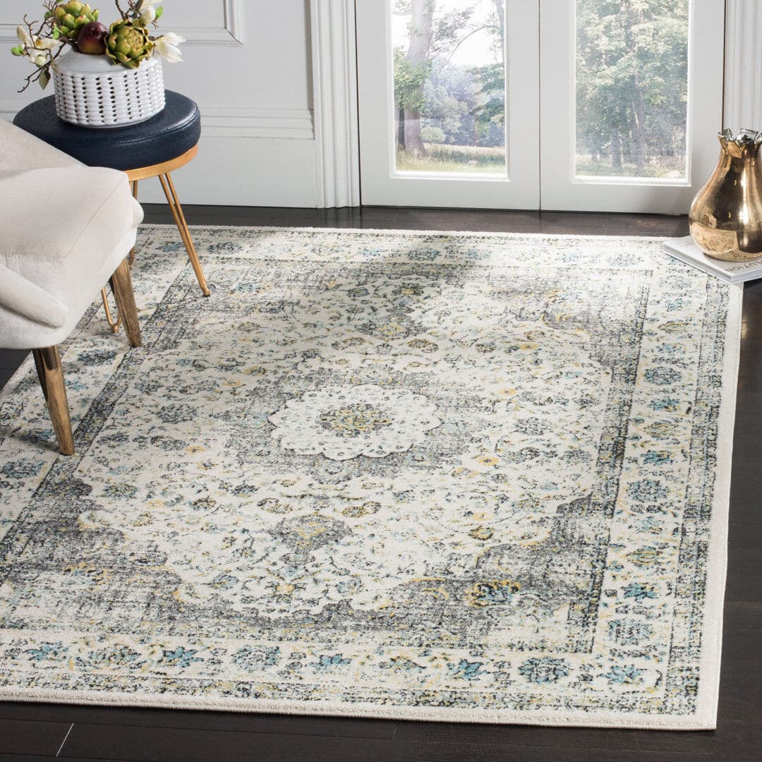 Latitude Vive Seward Rectangle Oriental Area Rug Grey/Ivory Rectangle 155 x 229 cm