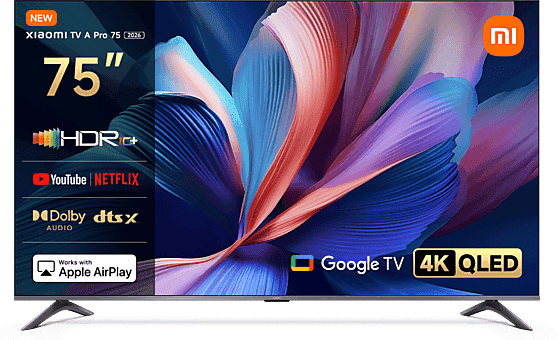 TV QLED 75" - Xiaomi 75 A PRO, 4K, Quad cortex A55, Smart TV, Google Negro