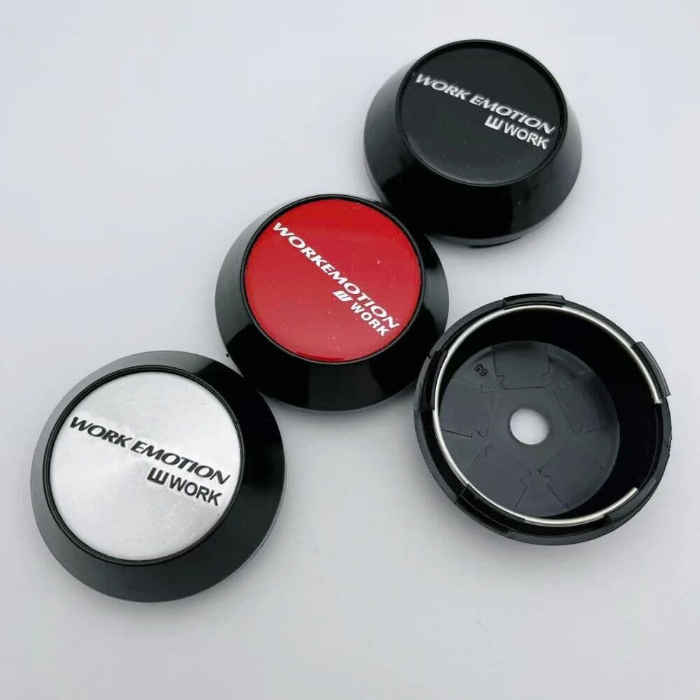 NONE 4pcs 60mm 64mm 65mm 68mm 69mm Car Wheel Center Caps With W Work Emotion Logo Badge High Cap Wheel Hubcaps Cover Car Accessories