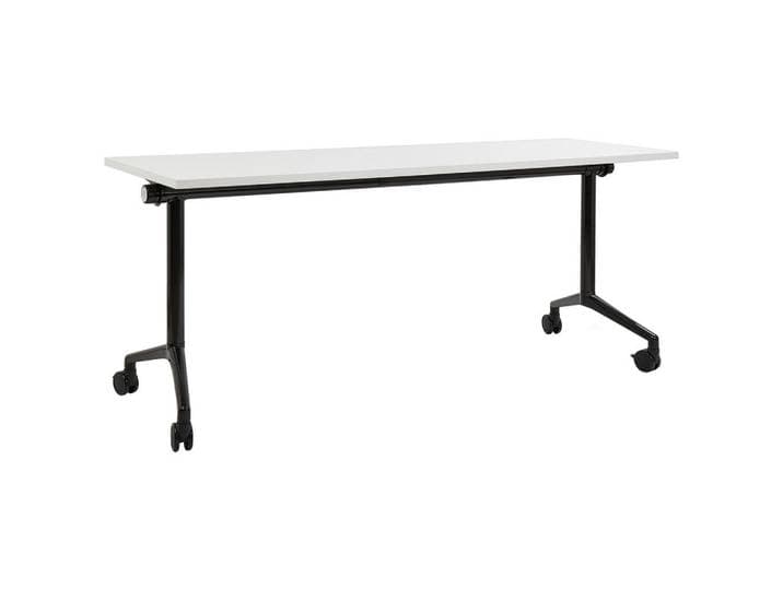 Beliani Schreibtisch Zusammenklappbarer Weiß 180/60 cm mit Rädern Cavi, Weiß, Schwarz, Rechteckig, 180x75x60 cm, Büromöbel, Schreibtische, Schreibtische