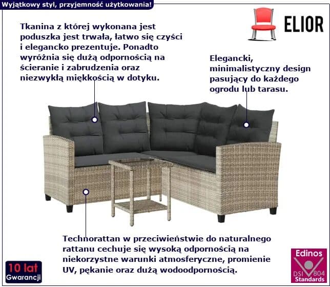 Edinos Zestaw wypoczynkowy do ogrodu jasnoszary D8-D03