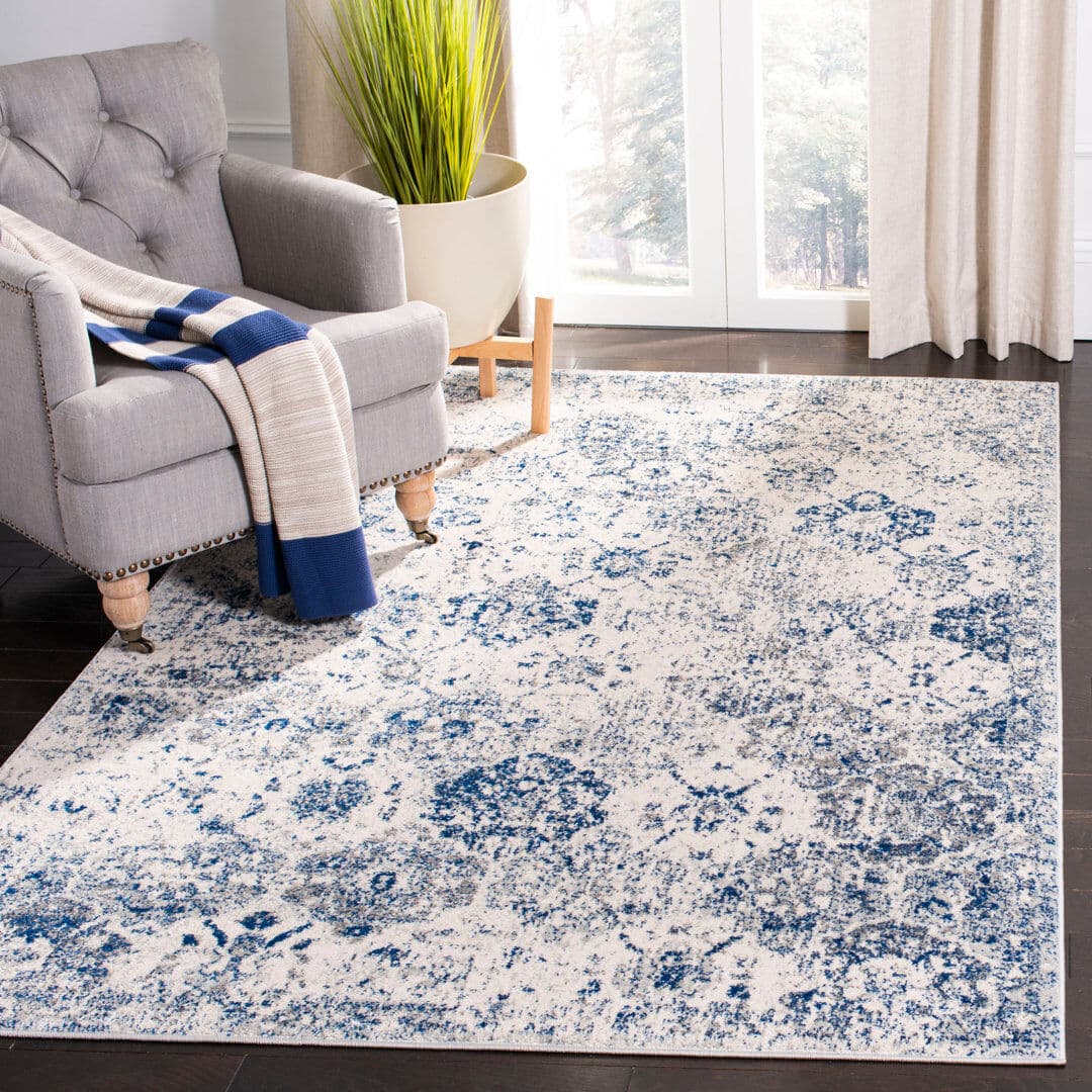 Latitude Vive Wisner Rectangle Geometric Area Rug Blue/White Rectangle 122 x 183 cm
