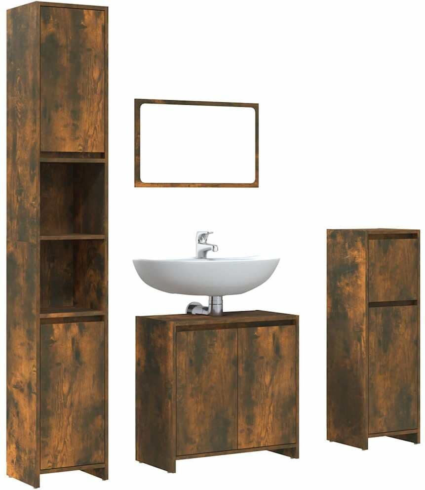 vidaXL Ensemble de meubles de salle de bain 4 pcs Chêne fumé Bois