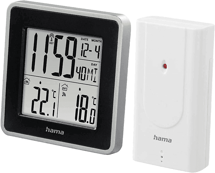 Estación meteorológica - Hama ESW Intro, Temperatura interior y exterior, Hora, Calendario, Alarma, Negro
