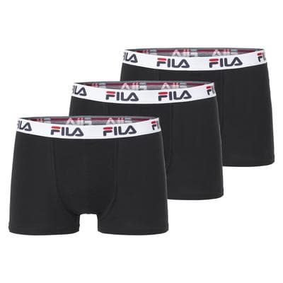 Boxer FILA "MAN BOXER SHORTS", Herren, Gr. M, Single Jersey, schwarz, Single Jersey, Obermaterial: 95% Baumwolle, 5% Elasthan, bedruckt, unifarben mit Farbeinsatz, körpernah, Unterhosen, mit elastischem Logobund