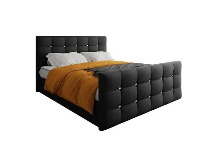 Lit continental Memphis 113 - Soft 011 - Noir - Avec ressorts (bonnell) - Moyen