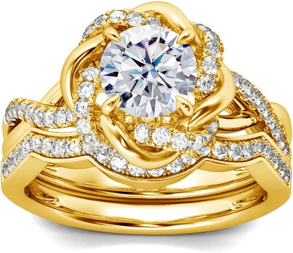 NONE Certified Original 3ct Moissanite 925 Sterling Silver Ring Set Twist Floral Luxury Engagement Wedding Bride Jewelry For Women