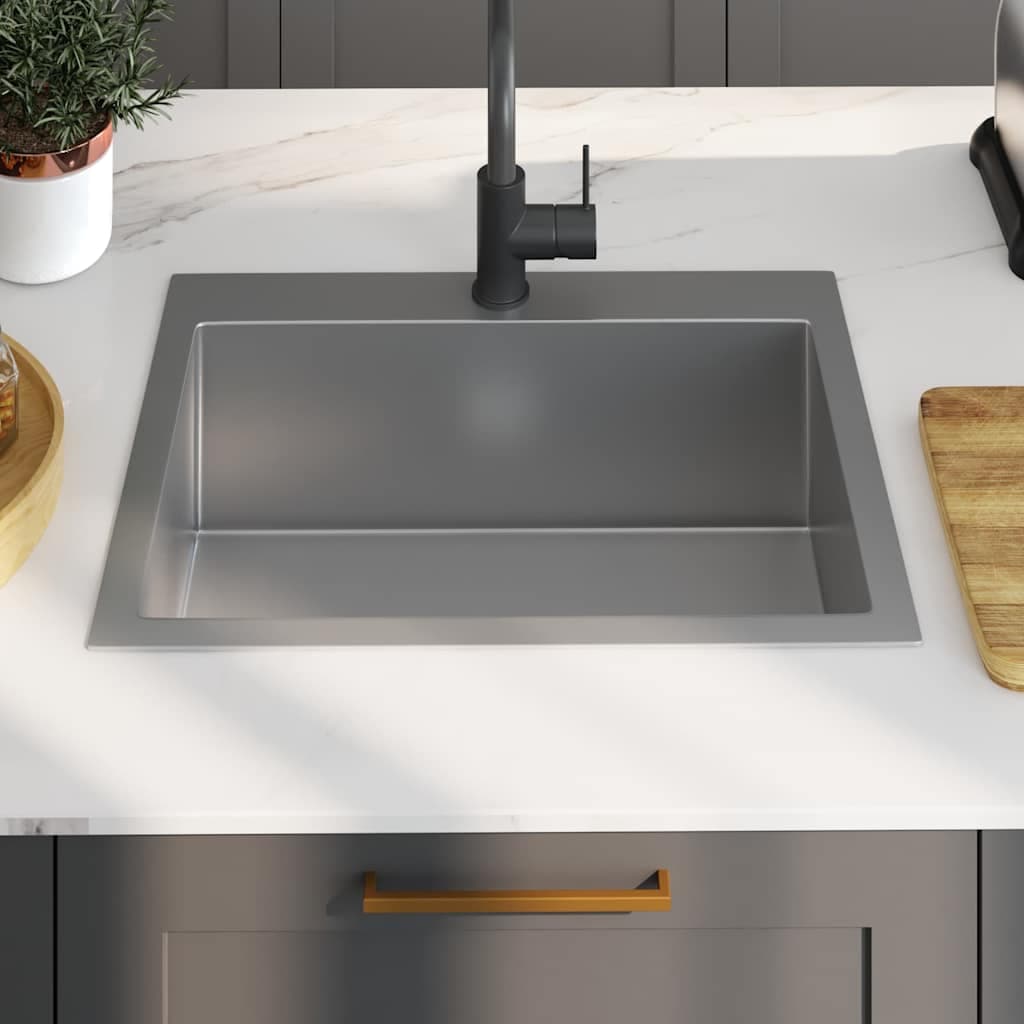 vidaXL Évier de cuisine fait main Acier inoxydable