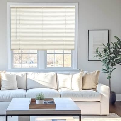 "Chicology Light Filtering Cordless Vinyl Mini Window Blinds - 1"" Slats - Alabaster 60"" Height Sizes"