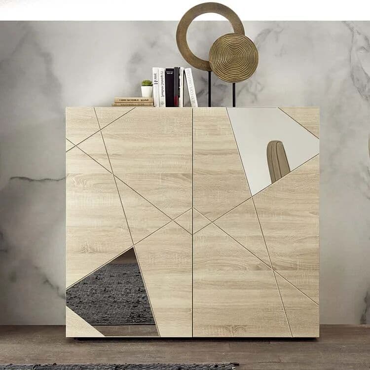 garneroarredamenti Credenza alta 121x111h cm 2 ante samoa specchio con serigrafia Olimpo