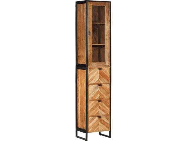 vidaXL - Badkamerkast - 40x27x190 - cm - ijzer - en - massief - acaciahout