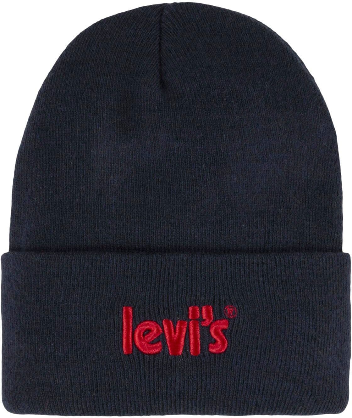 Beanie LEVI'S KIDS "LAN POSTER LOGO BEANIE", Jungen, marineblaus, Kunstfaser, Mützen Beanie, UNISEX