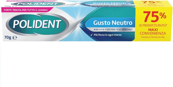 Polident Adesivo per Protesi Dentale Tenuta Giornaliera Gusto Neutro 70 gr