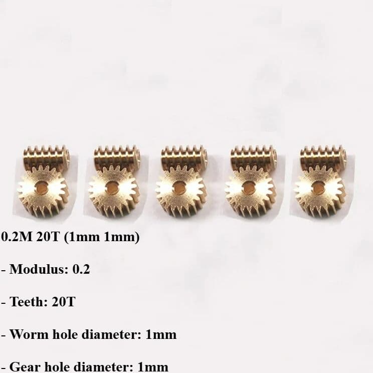NONE 5Sets Modulus 0.2 20T 30T Worm Gear Brass Mini 90 degree Reducing Transmission Gear for RC DIY Model Car Shaft Pinion Connector