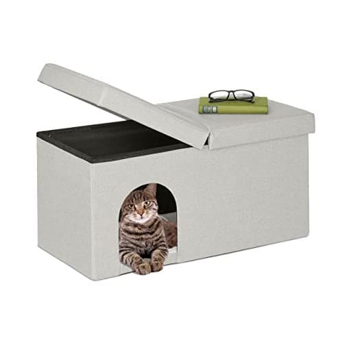 Relaxdays Kattenhuis met afneembaar dak, beige, H x B x D: 38,5 x 74,5 x 37 cm