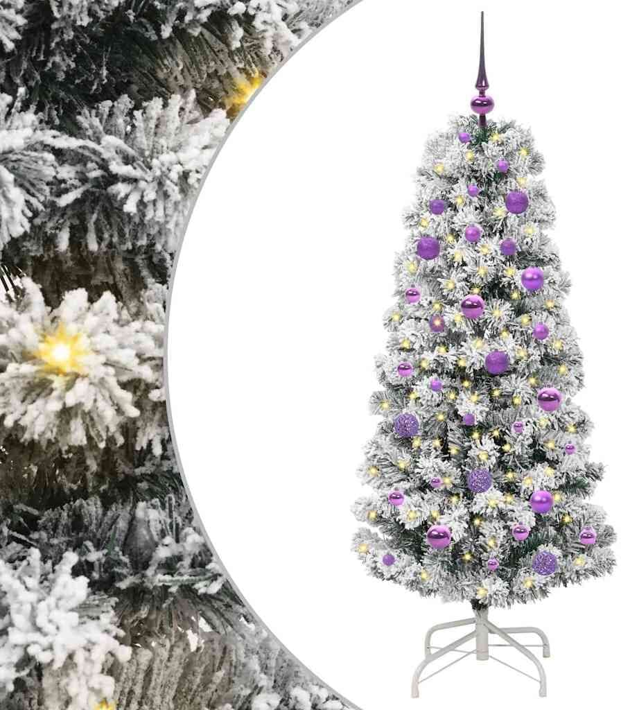 vidaXL Sapin de Noël Artificiel à Branches Articulées Vert et blanc