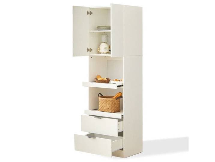 Armoires de cuisine de 200 cm de haut armoires de rangement étagères à micro-ondes avec protection contre L'inclinaison blanc