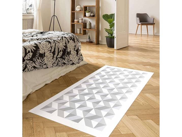 Tapis en vinyle Effet 3D géométrique 120 x 240cm Gris