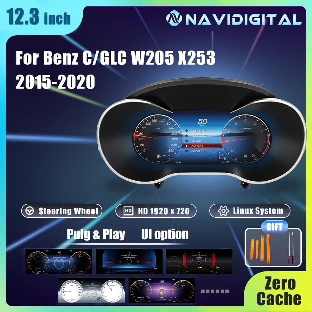 WOWUSEFUL 12.3 Lcd Digital Cluster for Mercedes Benz C/Glc W205/W253 2015-2020 Years Auto Instrument Panel Cockpit Speedme Dashboard