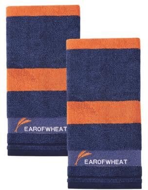 Unique Ear of Wheat Stripe Cotton Hand Towel 13 x 29 Inches Soft Absorbent