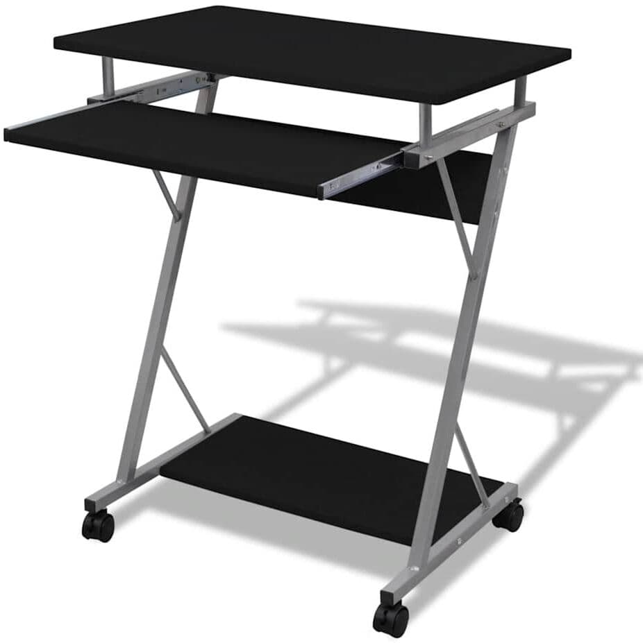 vidaXL Bureau d'ordinateur compact avec plateau à clavier Noir