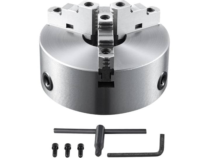 Mandrin de tour VEVOR K11-200 200mm Mandrin à trois mors HT300-Matériau 3 mors Plage de serrage 4-200mm 3 mors\, 20Cr\, ≥53HRC φ65mm Alésage Mandrin de tour à bois Auto-centrant