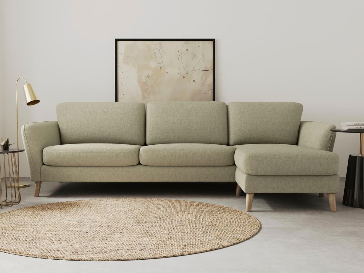 Ecksofa GOODPRODUCT "MARSEILLE (279/152cm),L-Form, Rec. rechts/links, verschiedene Bezüge", beige, B:279cm H:88cm T:152cm, Struktur fein (58% Polyester, 22% Polypropylen);Filzoptik (100% Polyester);Webstoff (100% Polyester), Sofas, Ecksofa, Massivholzbein