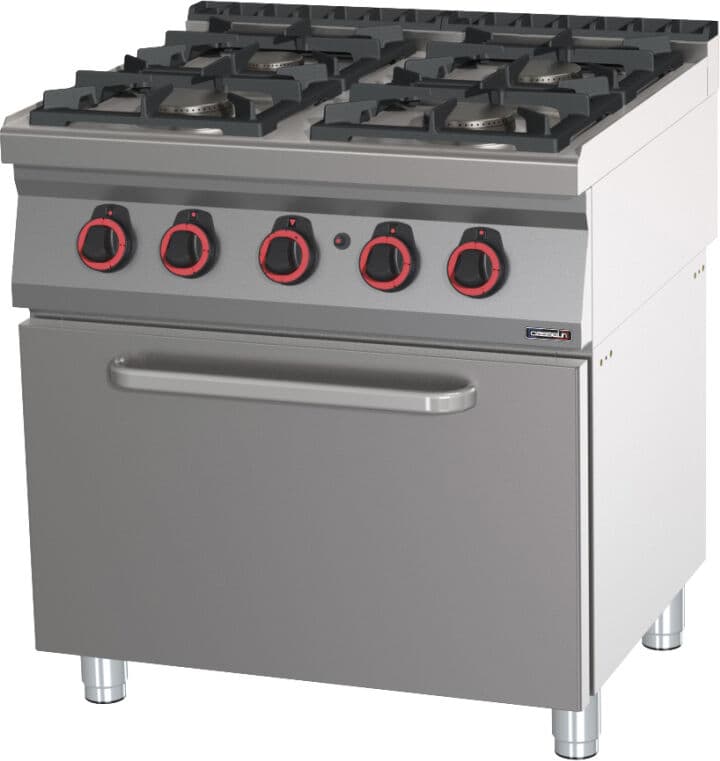 Casselin Fornello a Gas 4 Fuochi con Forno a Gas GN 2/1 80