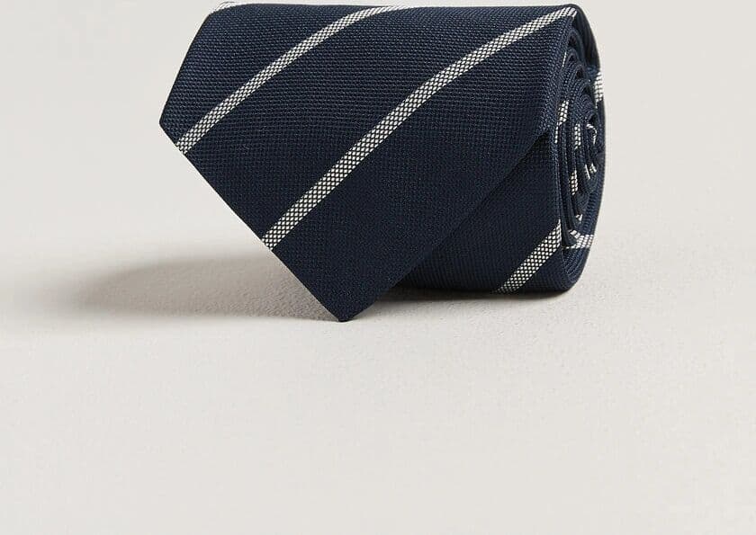 Ralph Lauren Purple Label Regimental Stripe Silk Tie Navy/Silver