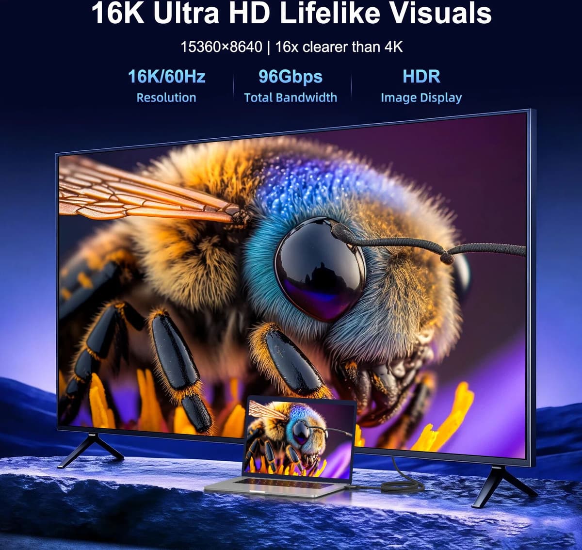 NONE 16K HDMI 2.2 Fiber Cable 96Gbps Ultra High Speed 16K@60Hz 8K@240Hz 4K@480Hz Dynamic HDR EARC HDCP Certified For PS5 Xbox HDTV