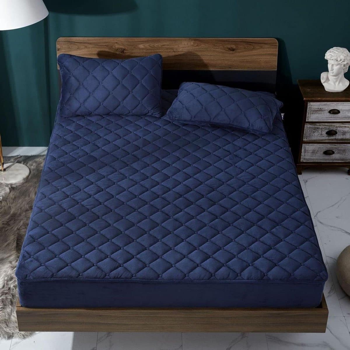 Hoeslaken Set Marineblauw voor Volwassenen, 90x200x25 cm