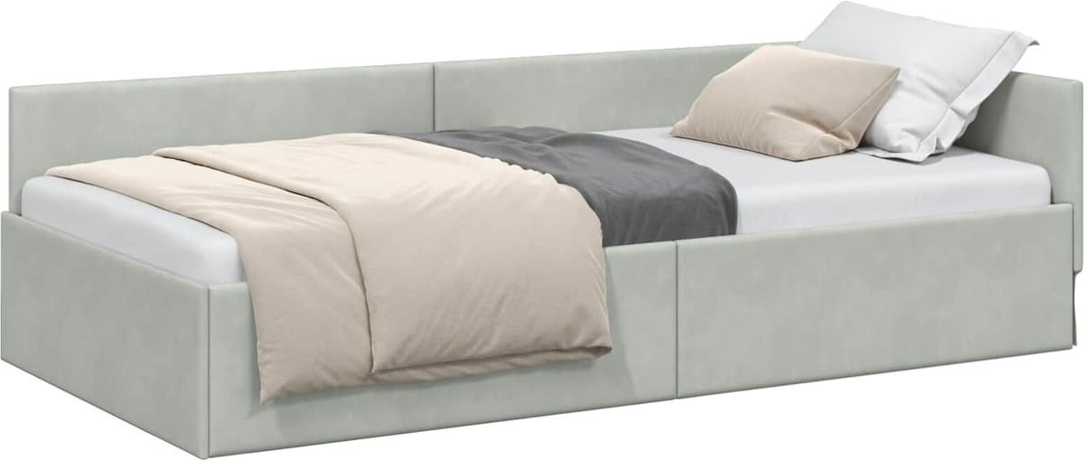 vidaXL Cadre de lit d'angle Gris clair 90 x 190 cm Velours