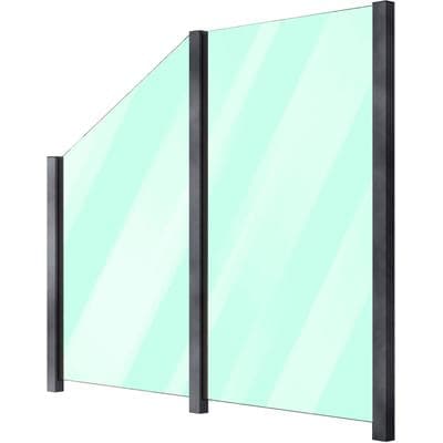Zaun STAKET PRO, grau, Pfosten: 3 Stk., Aluminium, Glas, Zaunelemente, Glaszaun, Gesamtlänge: 2,29 m, 3 Pfosten