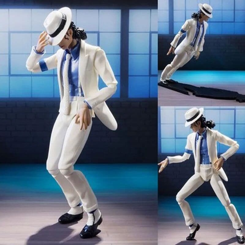 Bandai Michael Jackson Moon Walk Action Figure 14cm White Clothes Desktop Decoration Toy Surprise Christmas Gift For Collectors