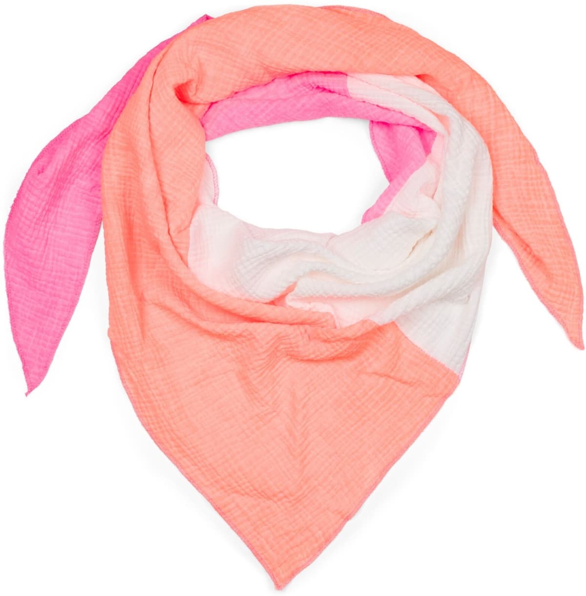 Dreieckstuch STYLEBREAKER "3-Farbiges Musselin Dreieckstuch", Damen, orange (neonorange, neonpink, weiß), Obermaterial: 100% Baumwolle CO., Modisch, Modetücher