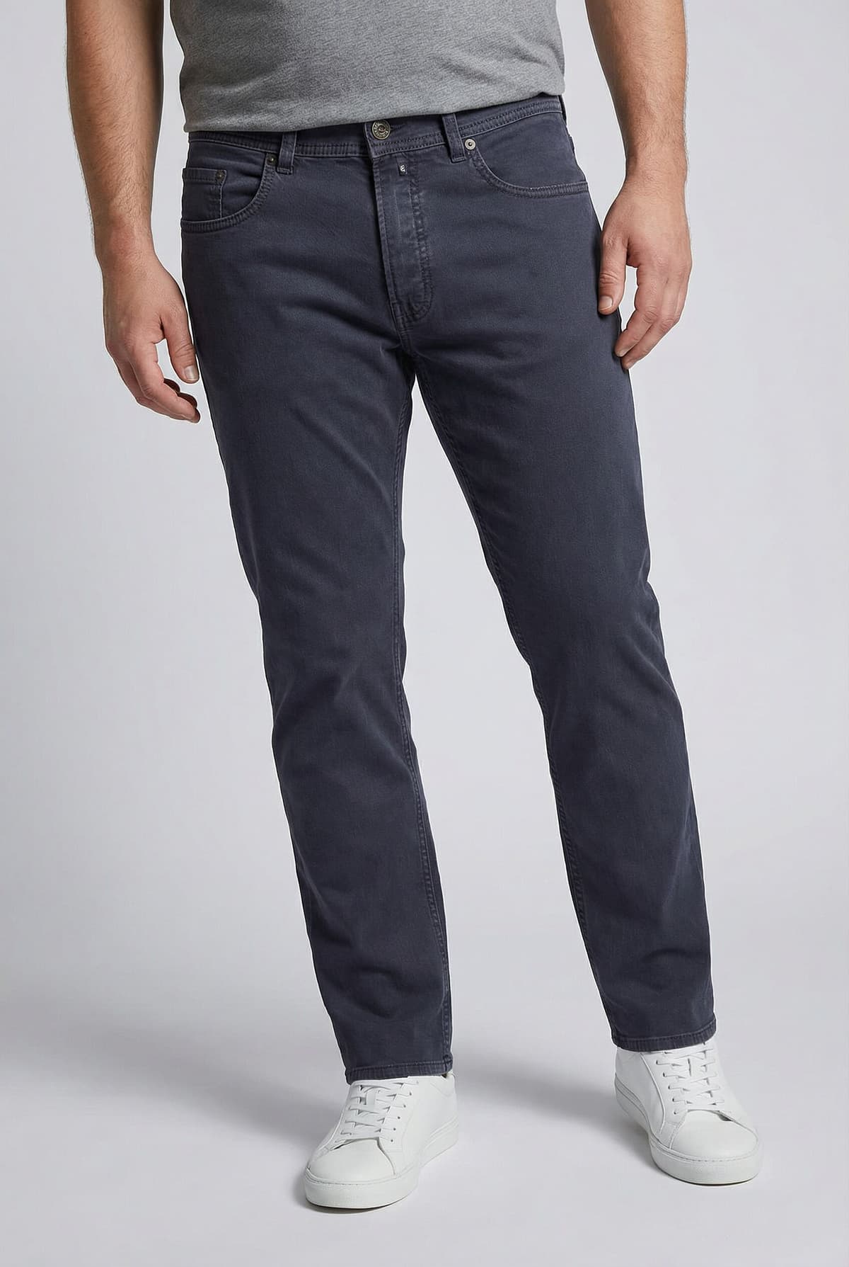 5-Pocket-Jeans PIERRE CARDIN "PC-Lyon", Herren, Gr. 36, Länge 34, blau (salute), Web, Obermaterial: 70% Baumwolle, 21% Lyocell, 7% Polyester, 2% Elasthan, unifarben, regular fit knöchelfrei, Jeans 5-Pocket-Jeans, mit Umschlagsaum salute 36, Länge 34