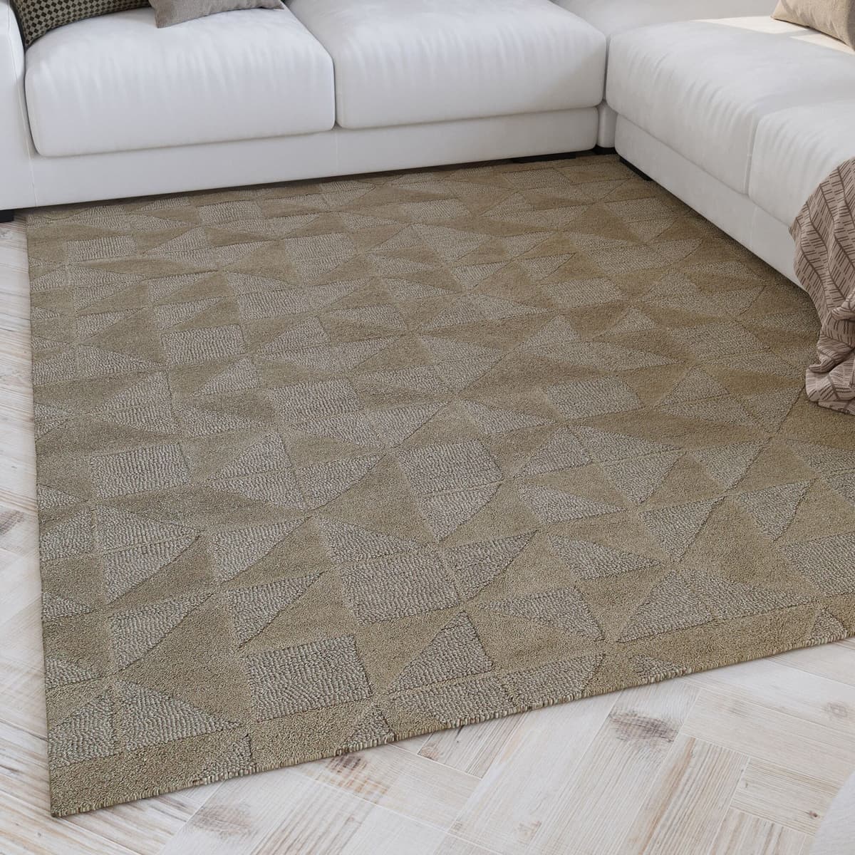 Wecon home "Hamptons THIRTYSEVEN" rechteckig 15 mm Höhe Läufer, Schurwolle, Kurzflor, Wohnzimmer, elegant, geometrisch sand beige B : 200cm 1 Stk., 15mm, L: 300cm