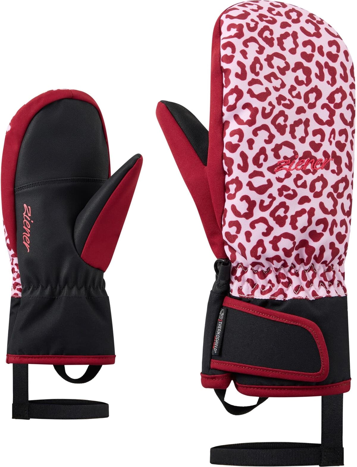 Fäustlinge ZIENER "LAXIA-Z AQUASHIELD PrimaLoft MÄDCHEN", Jungen, Gr. 7, rot (wine pigment), Materialmix, Handschuhe Fäustlinge, wasser-u. winddicht, atmungsaktiv, extra warm durch PrimaLoft