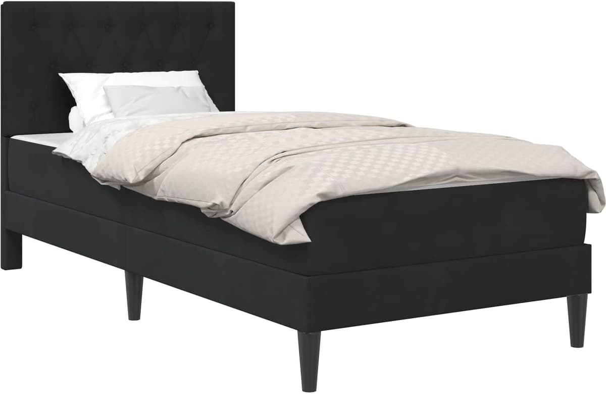 vidaXL Cadre de lit avec matelas Noir 90 x 190 cm Velours