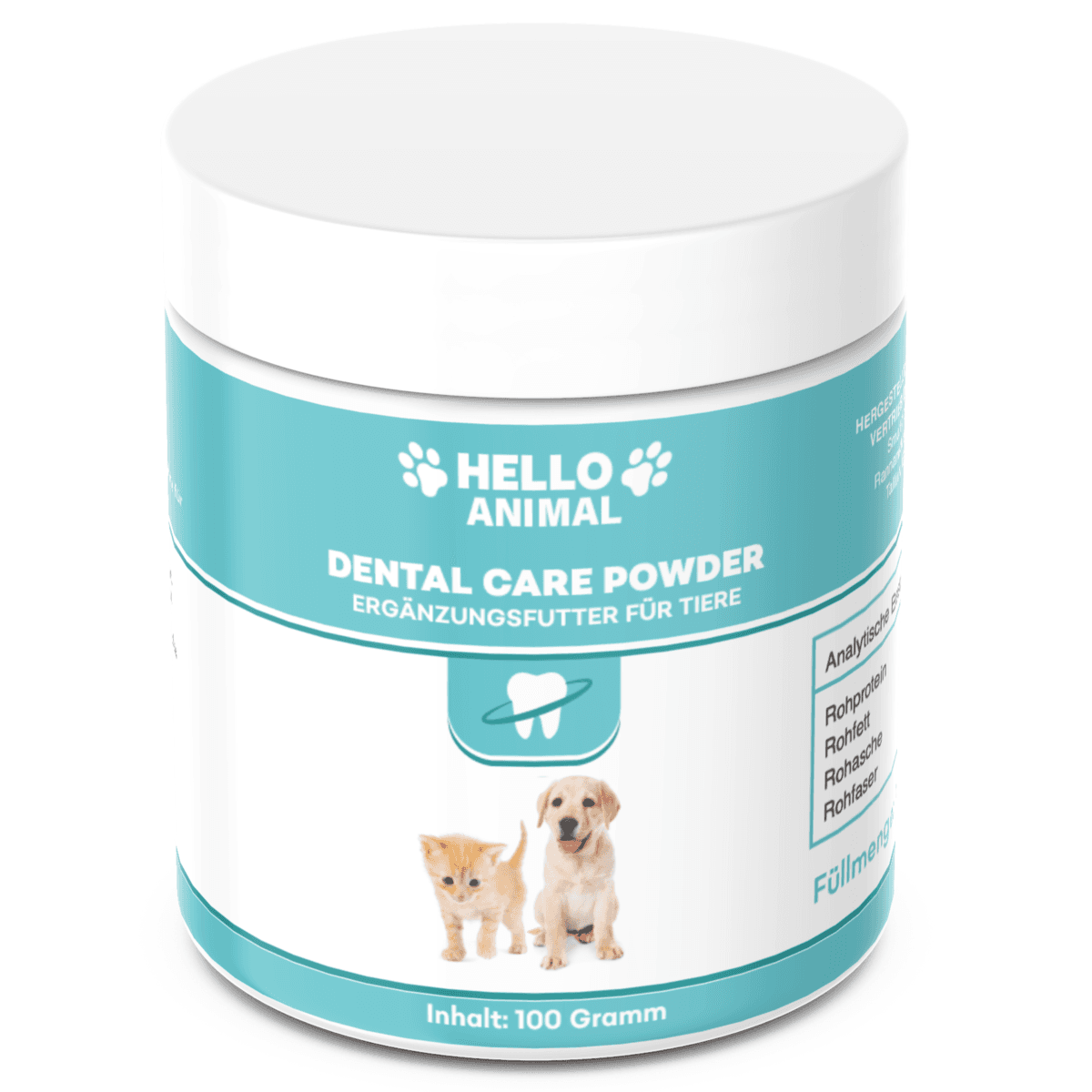 Hello Animal Dental Pulver - Hunde und Katzen - gegen Mundgeruch und Zahnstein - Zahnpflege Hund - frischer Atem