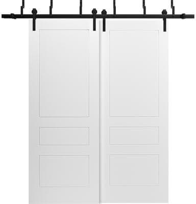 VDomDoors SartoDoors Mela 0733   Closet Door Bypass Barn Door   Solid Wood   Hardware Set   18x80, White Bedroom Door Bathroom Door