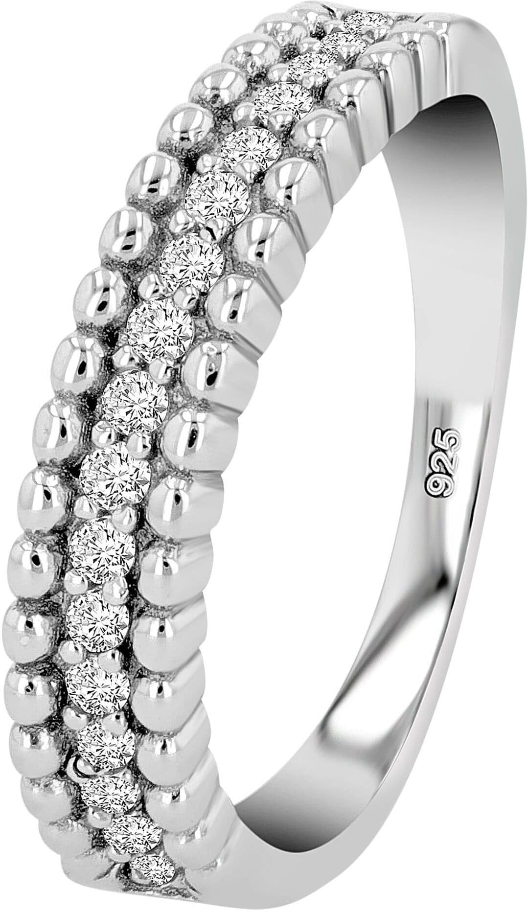 Fingerring AKZENT "Asya" aus 925 Sterlingsilber, rhodiniert, langlebig, Gr. 52-60" Gr. 56, silber (silberfarbig), Fingerringe, Damen, 56, Silber 925 (Sterlingsilber), Fingerring