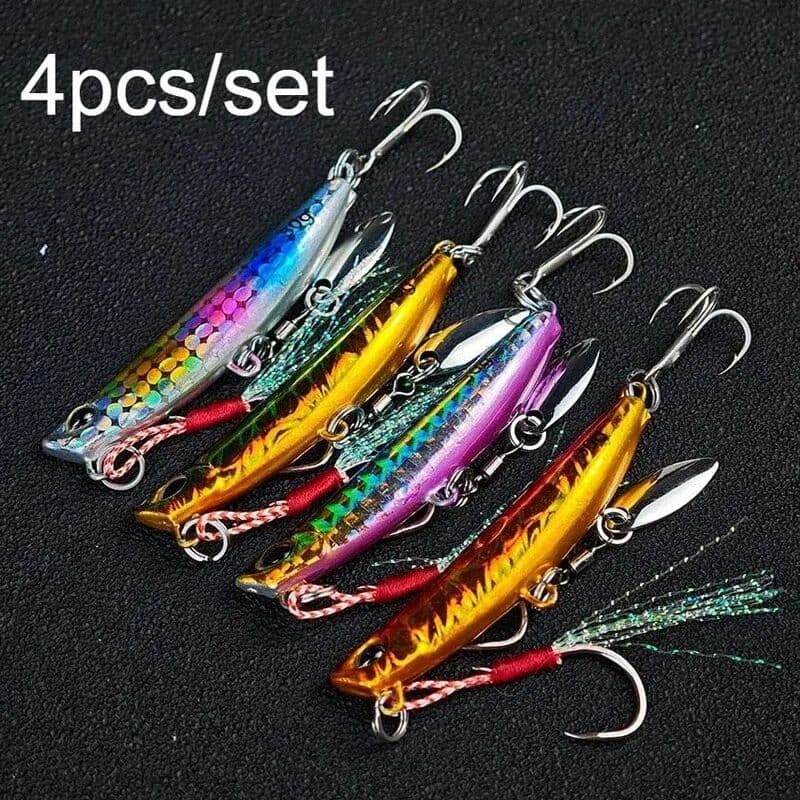 NONE 4pcs/set 5.8cm/30g Saltwater Fishing Jigs Light Vertical Jig with Assist Hook Speed Jig Spoon Lure